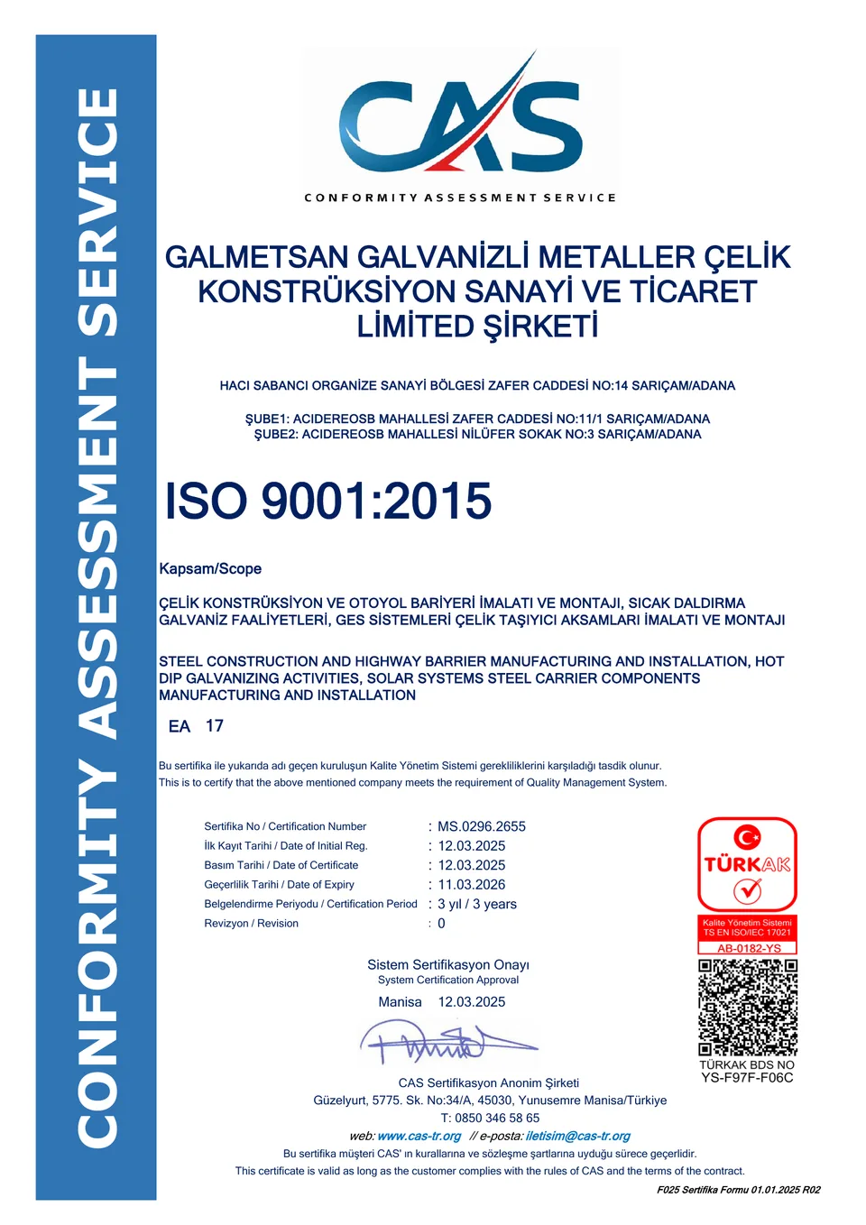 ISO 9001:2015 — MS.0296.2655