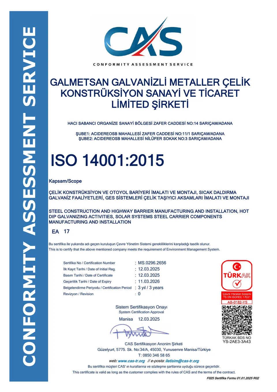 ISO 14001:2015 — MS.0296.2656