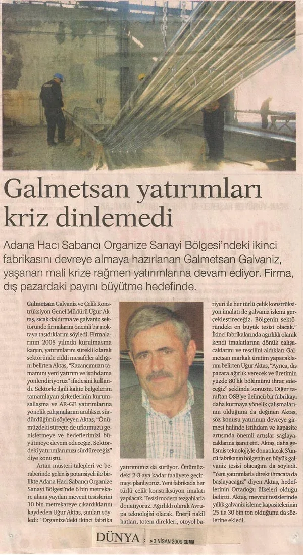 Dünya Gazetesi – 3 Nisan 2009